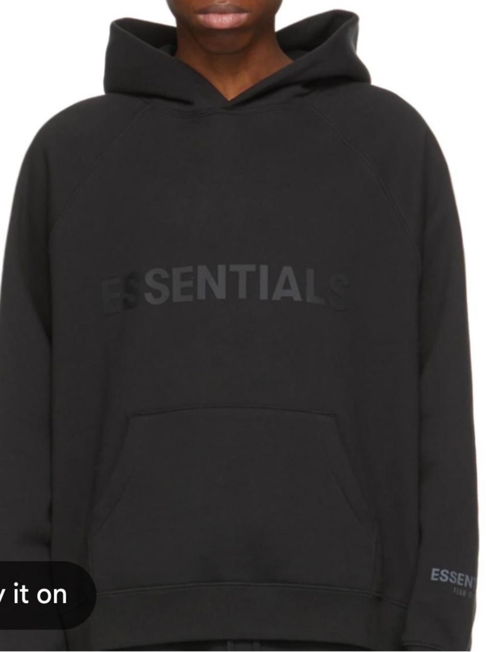 Fear of God Essentials Black Pullover Hoodie Sz L
